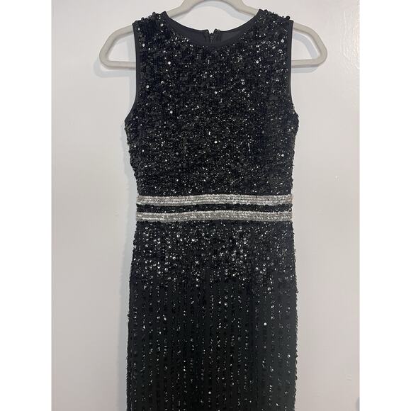 Mac Duggal Sequin Embellished Black Midi Sleeveless Dress Formal Elegant Size 0 - Picture 1 of 11